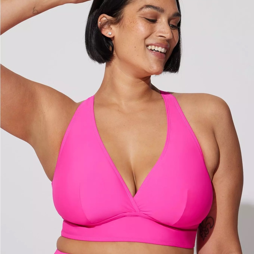 Torrid hot pink triangle bikini top